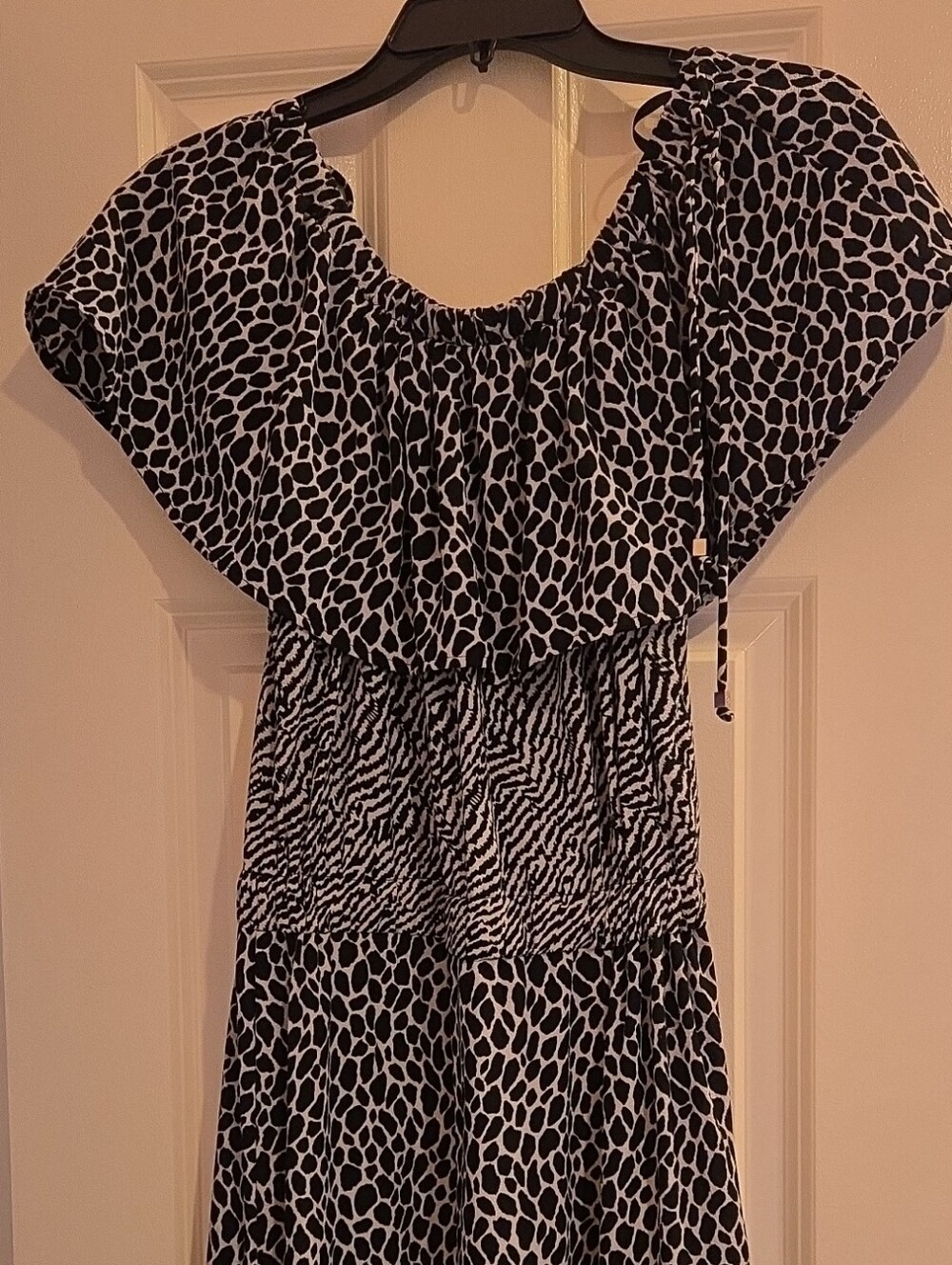 MICHAEL Michael Kors Black and White Animal Print Maxi Dress